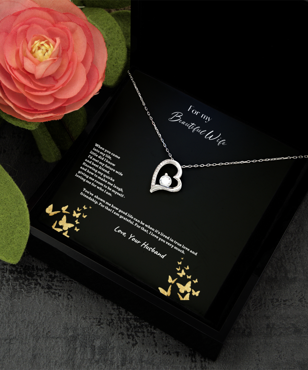 Silver pendant with cubic zirconia stone, gift for wife