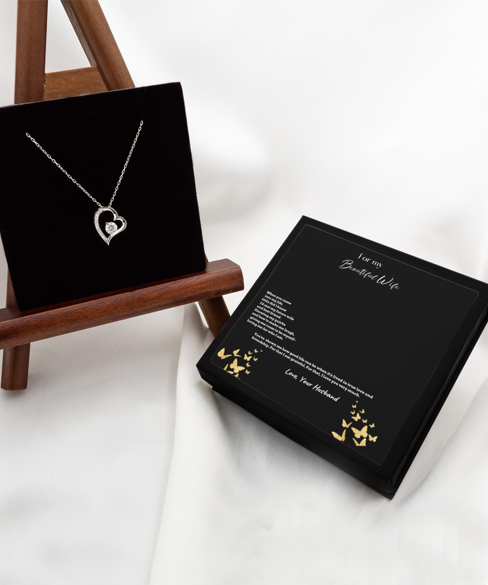 Silver pendant with cubic zirconia stone, gift for wife