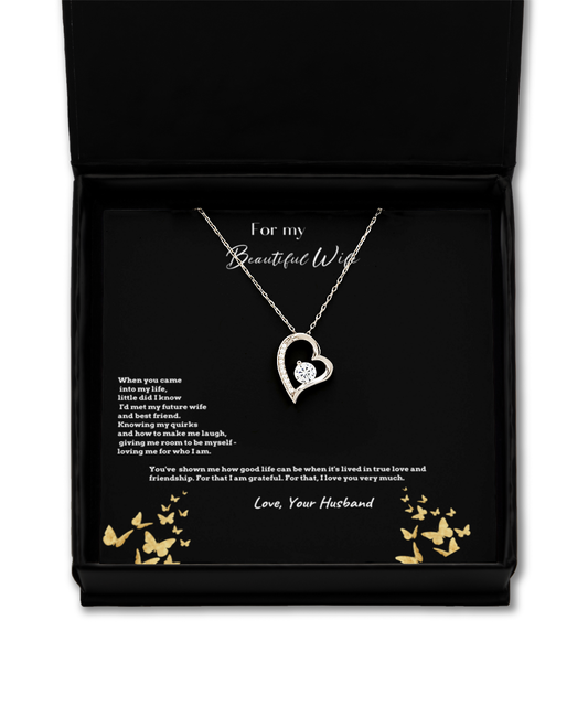 Silver pendant with cubic zirconia stone, gift for wife