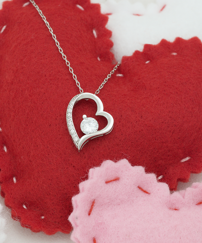 Silver pendant with cubic zirconia stone, gift for wife